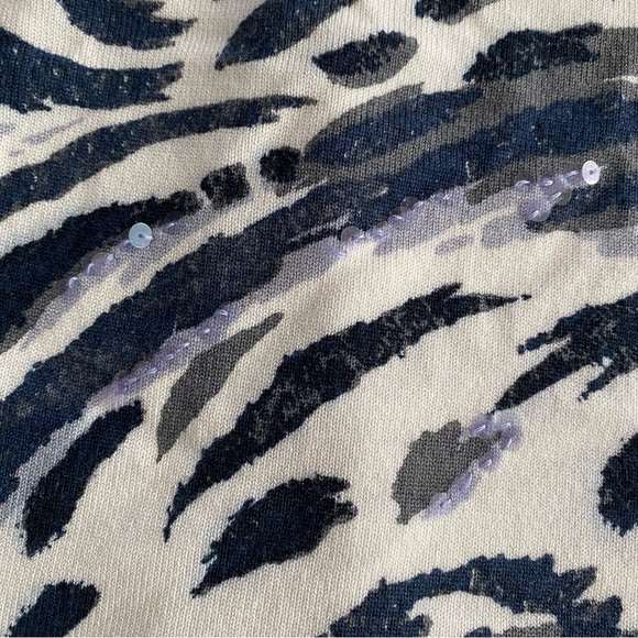 Alfred Dunner 3/4 Sleeve Leopard Cheetah Print Blue Gray and White Top Size S - Picture 3 of 5